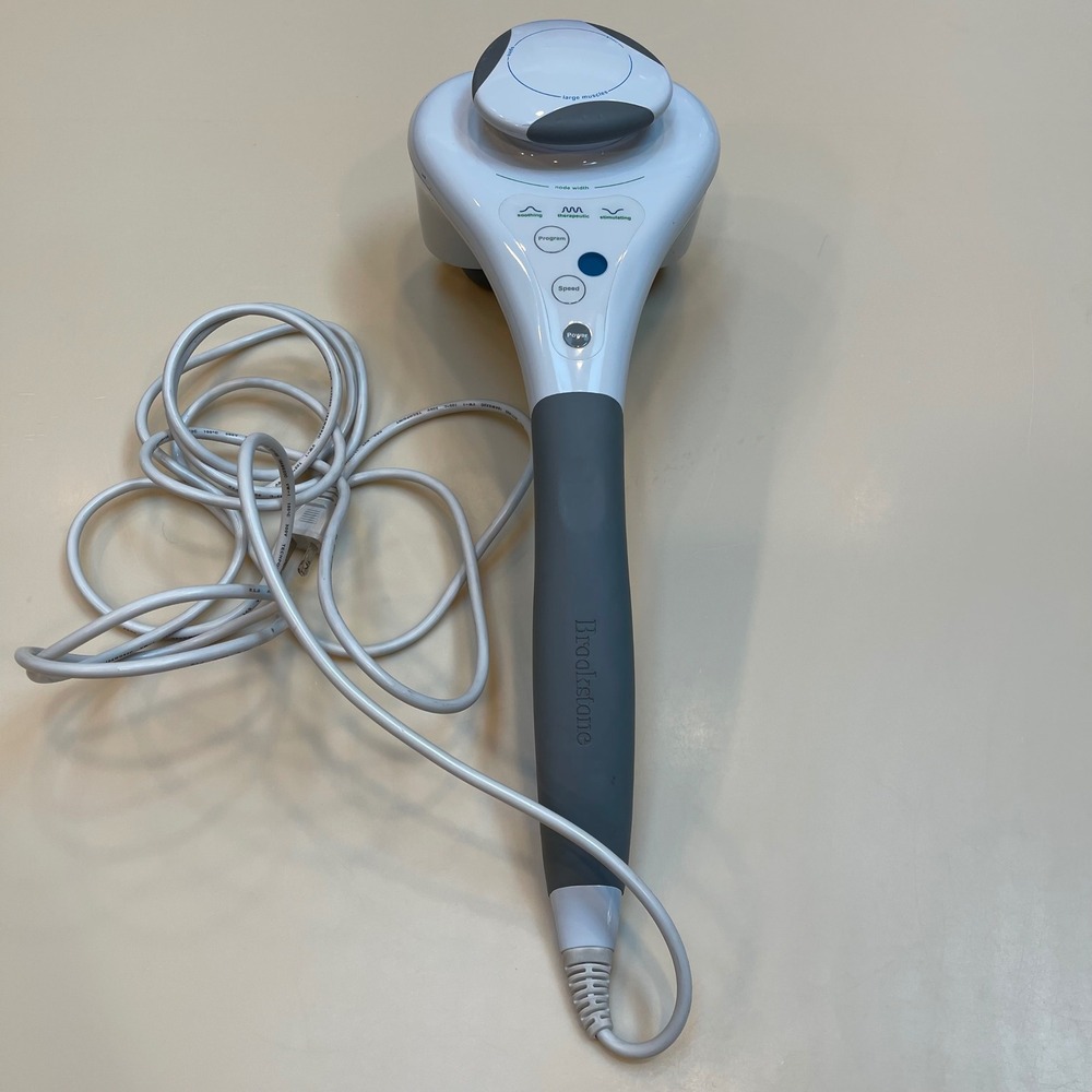 Brookstone Percussion Massager Dual Node Handheld White Gray SKU 406819
